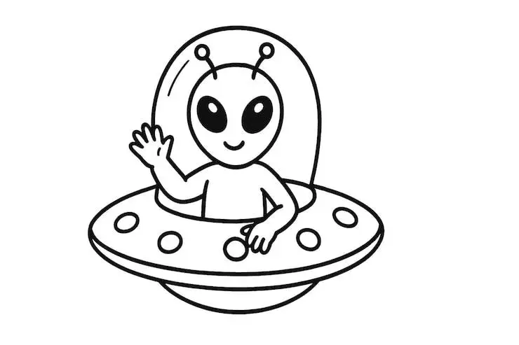 Cute Alien color page for kids