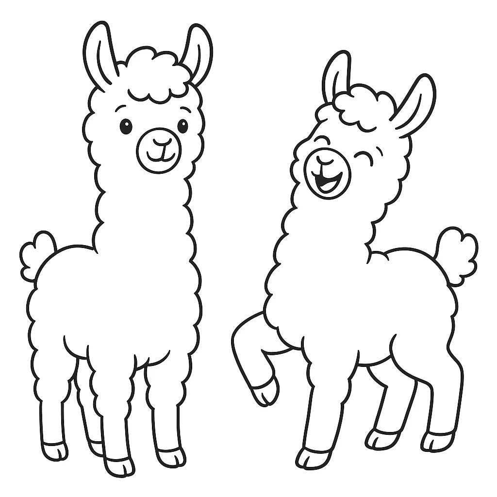 Alpaca Llama drawing page for kids