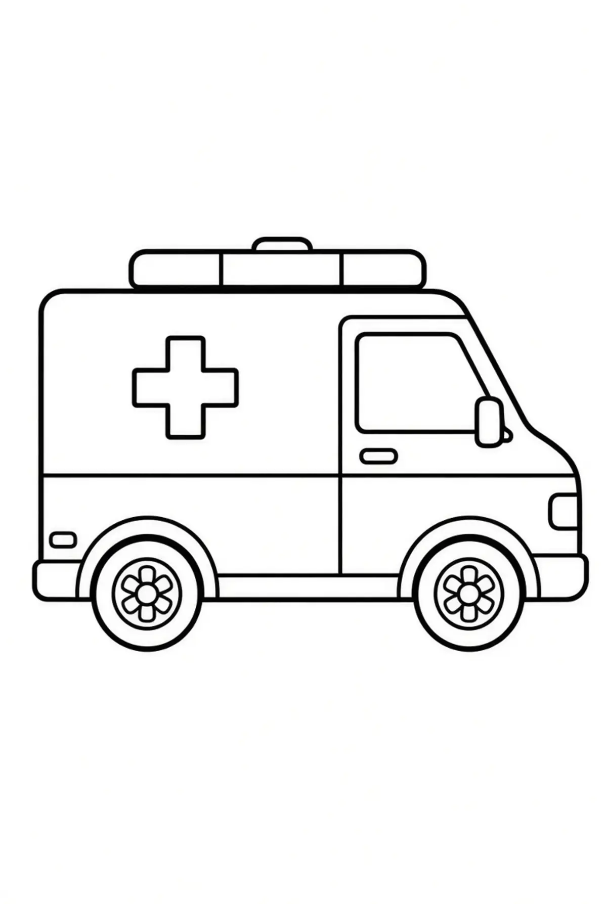 Cute Ambulance color page for kids