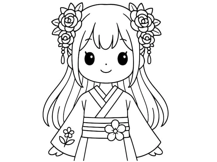 Anime drawing page for kids