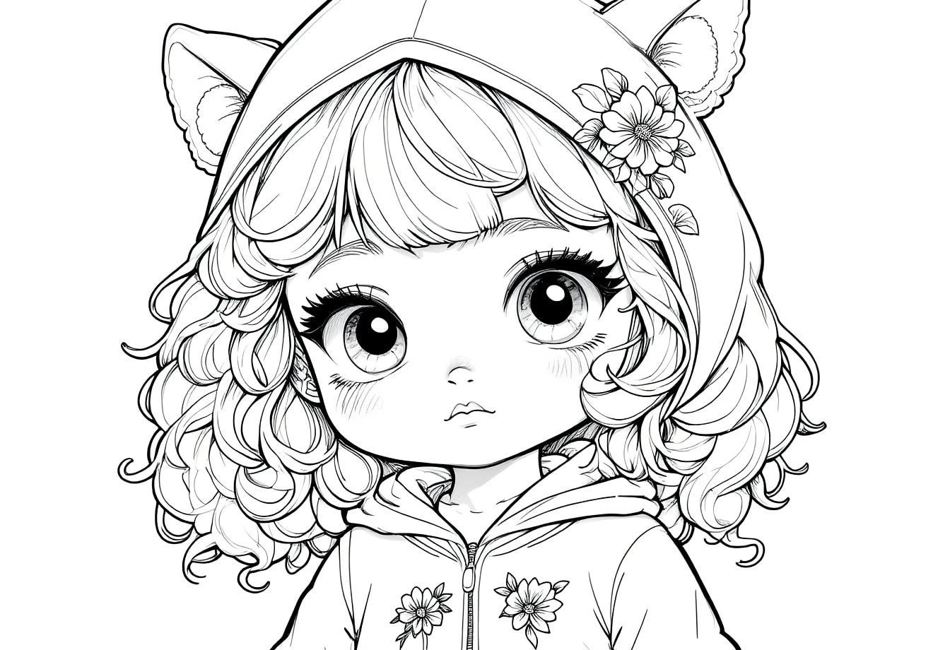 Free Anime coloring sheet for kids