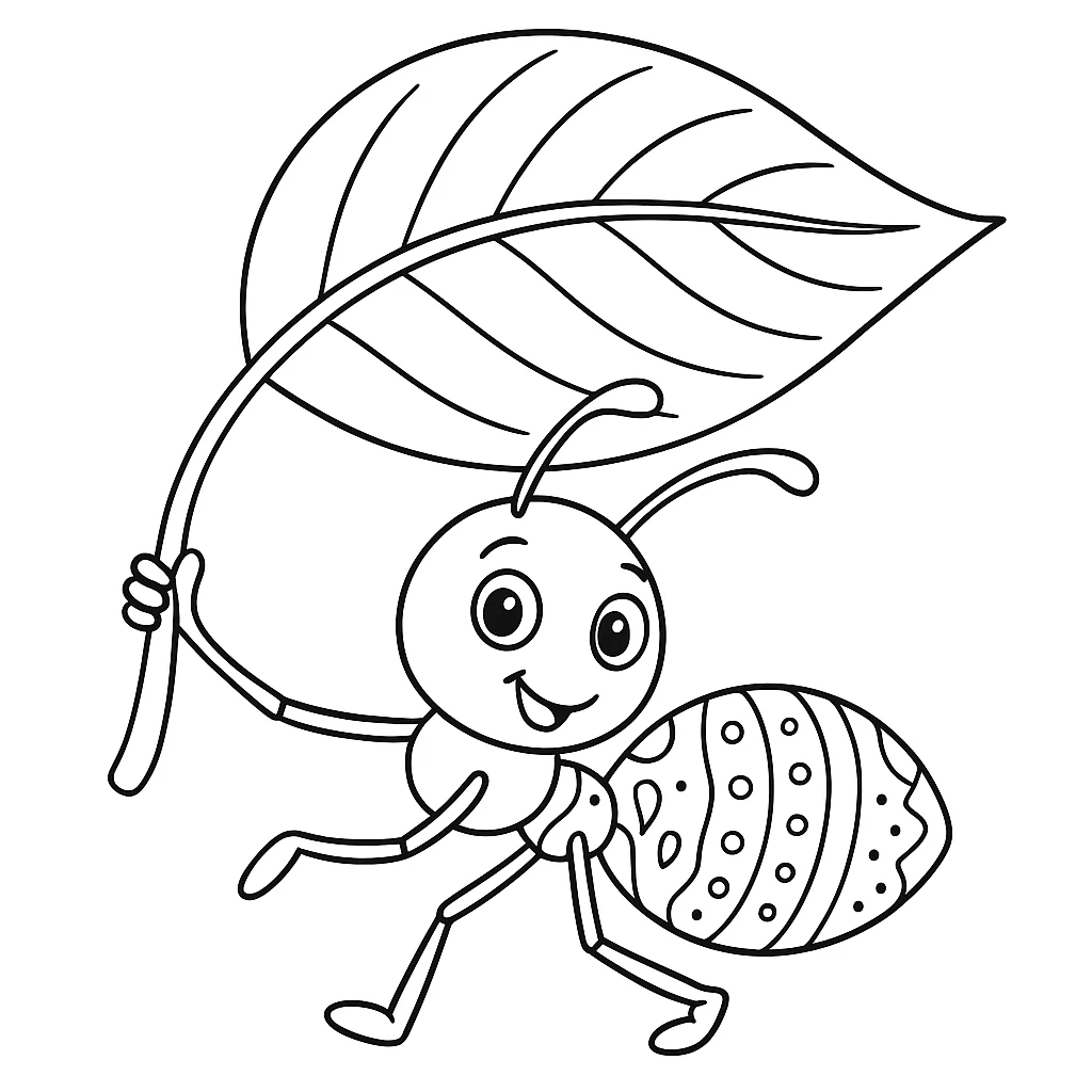 Free Ant coloring sheet for kids