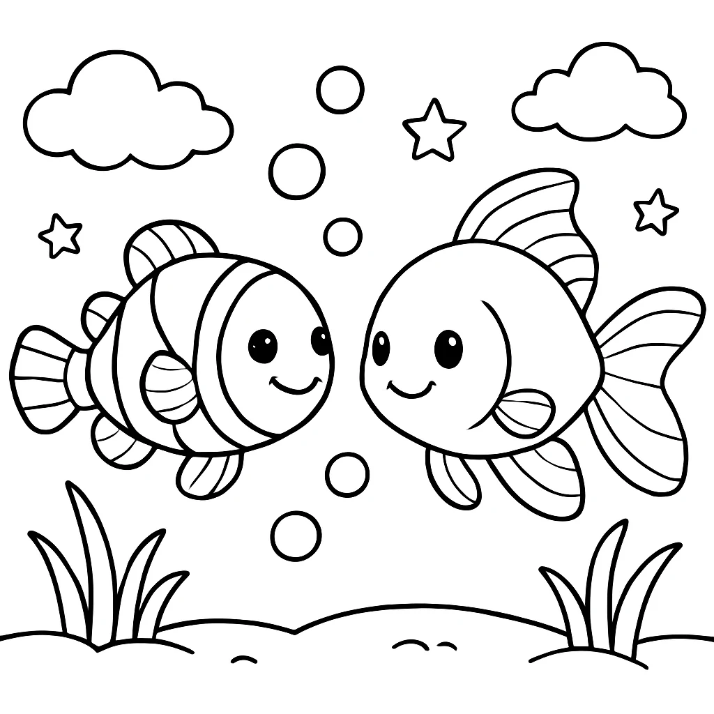 Aquarium Fish coloring pages printable for kids