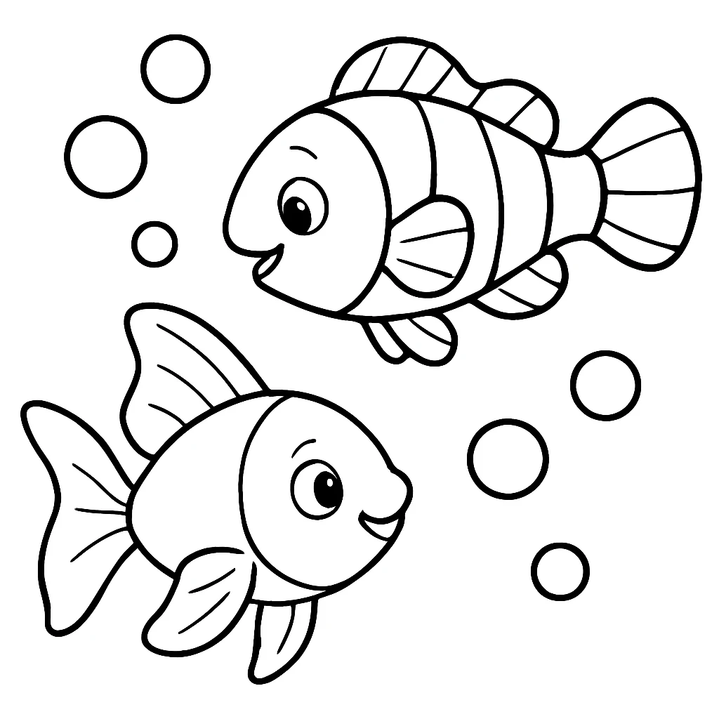 Aquarium Fish drawing page for kids