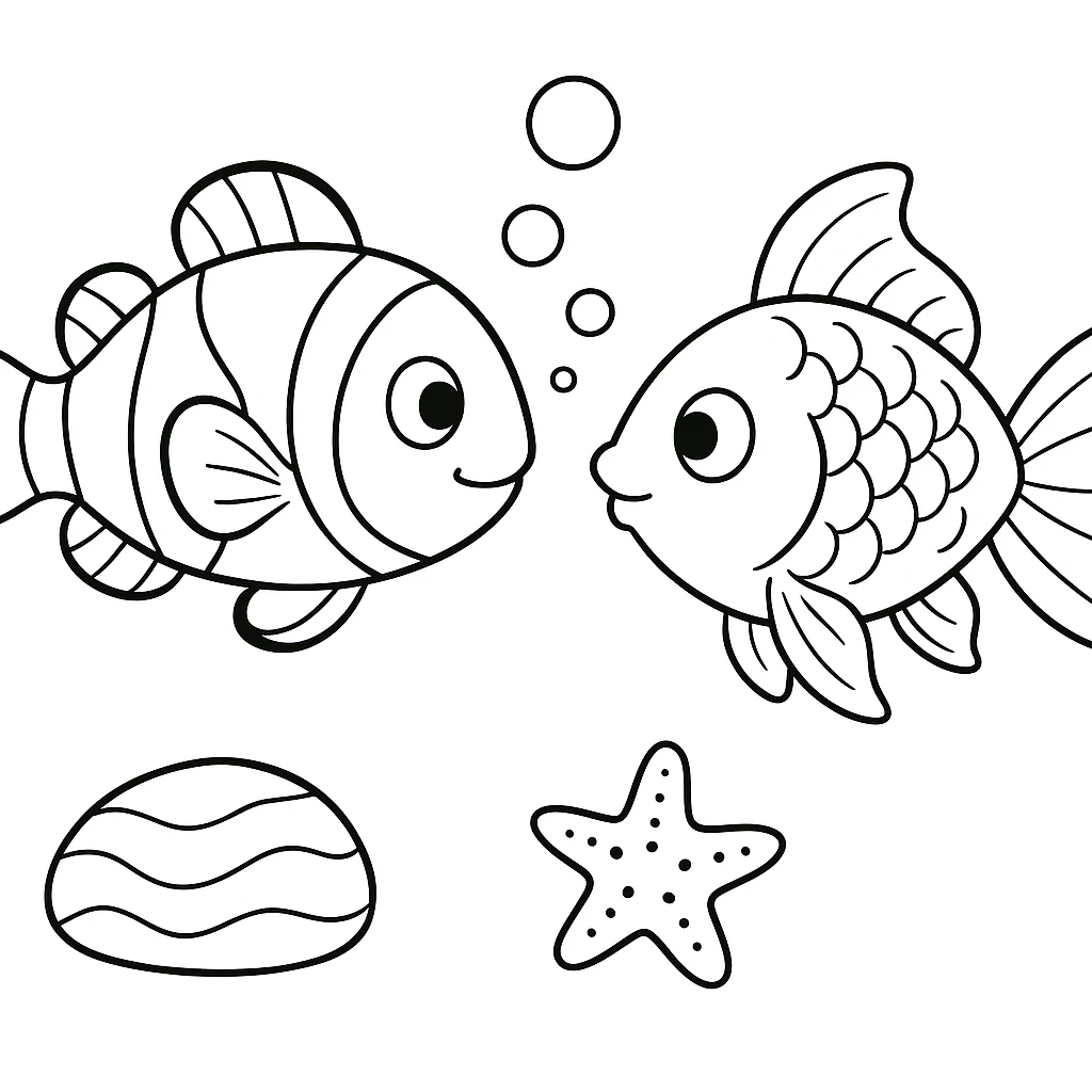 Cute Aquarium Fish color page for kids