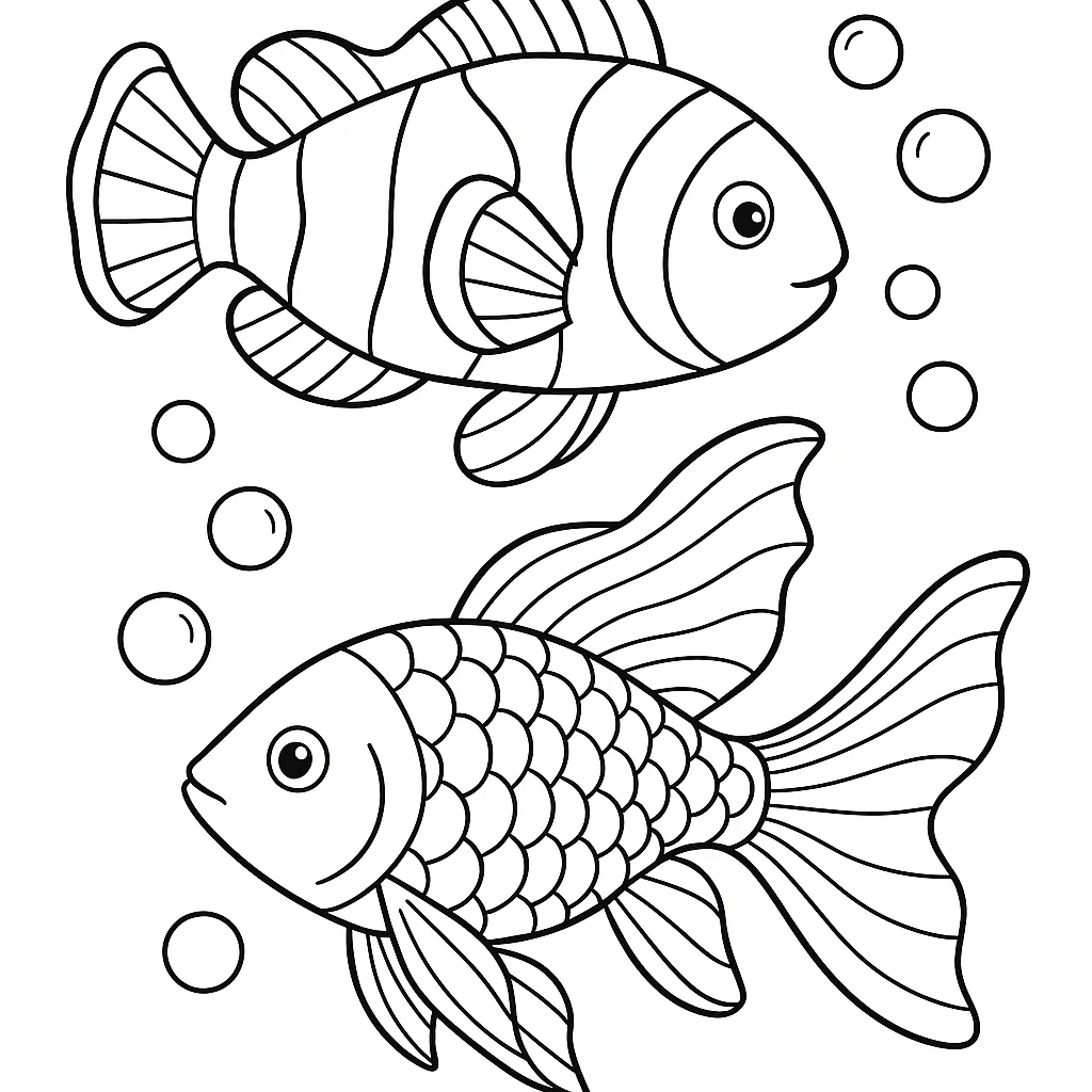 Free Aquarium Fish coloring sheet for kids