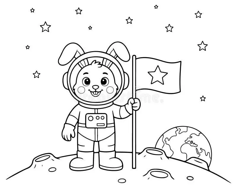 Astronaut drawing page for kids