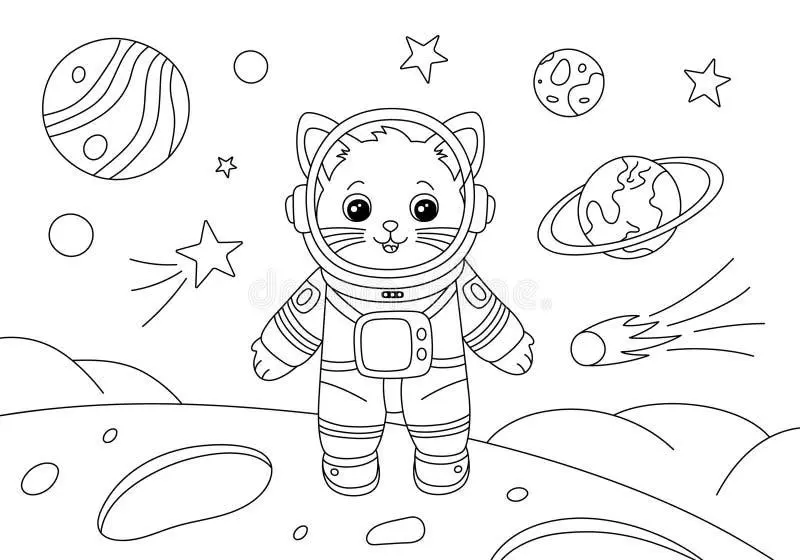 Cute Astronaut color page for kids