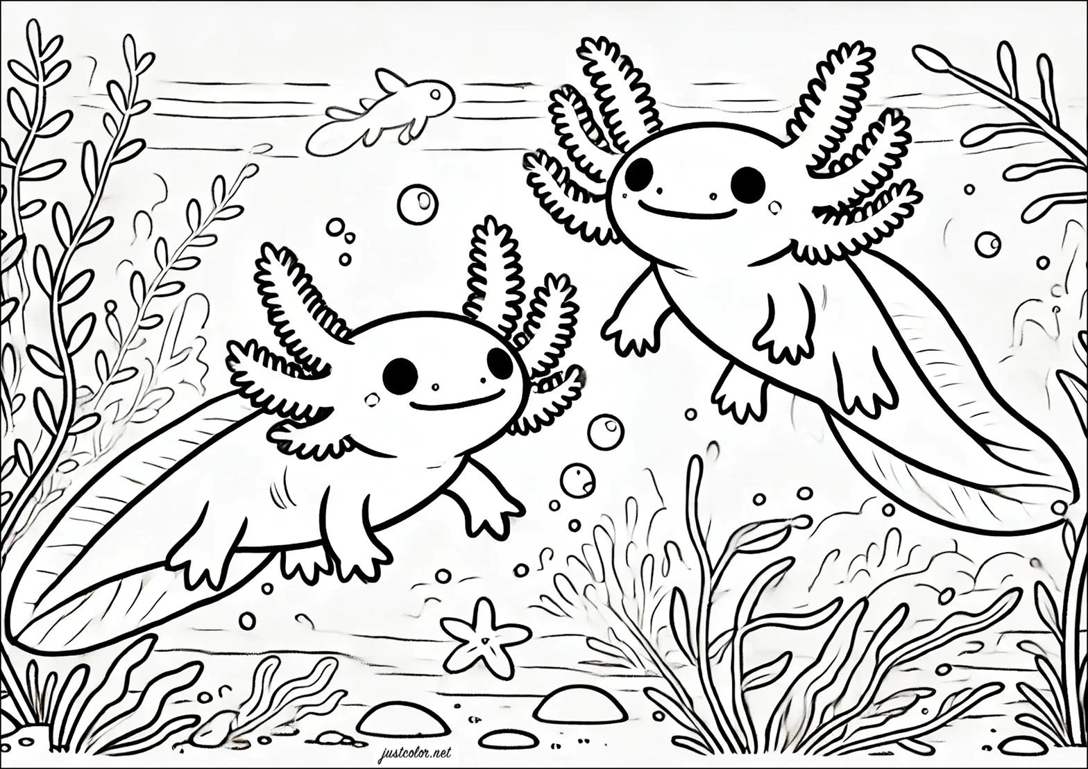 Axolotl coloring pages printable for kids