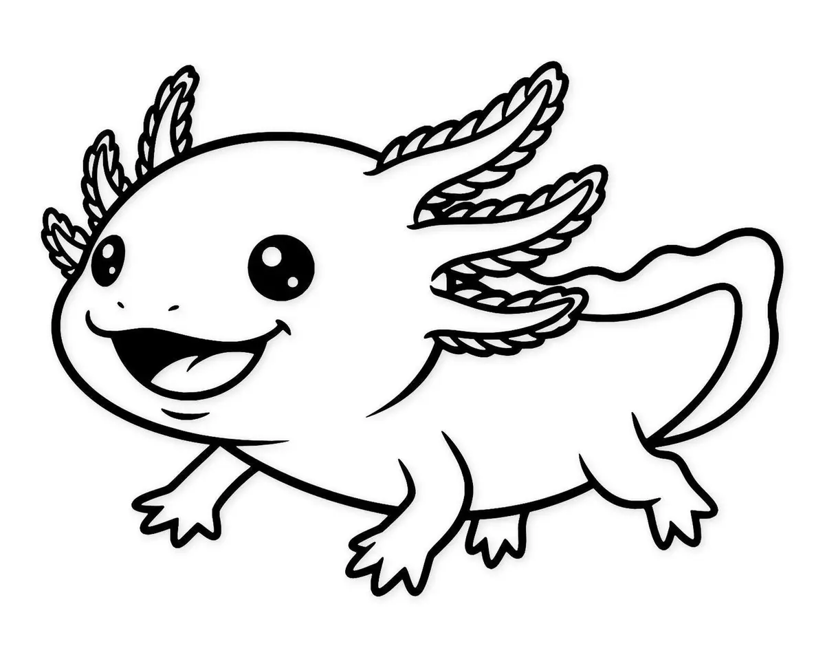 Axolotl drawing page for kids