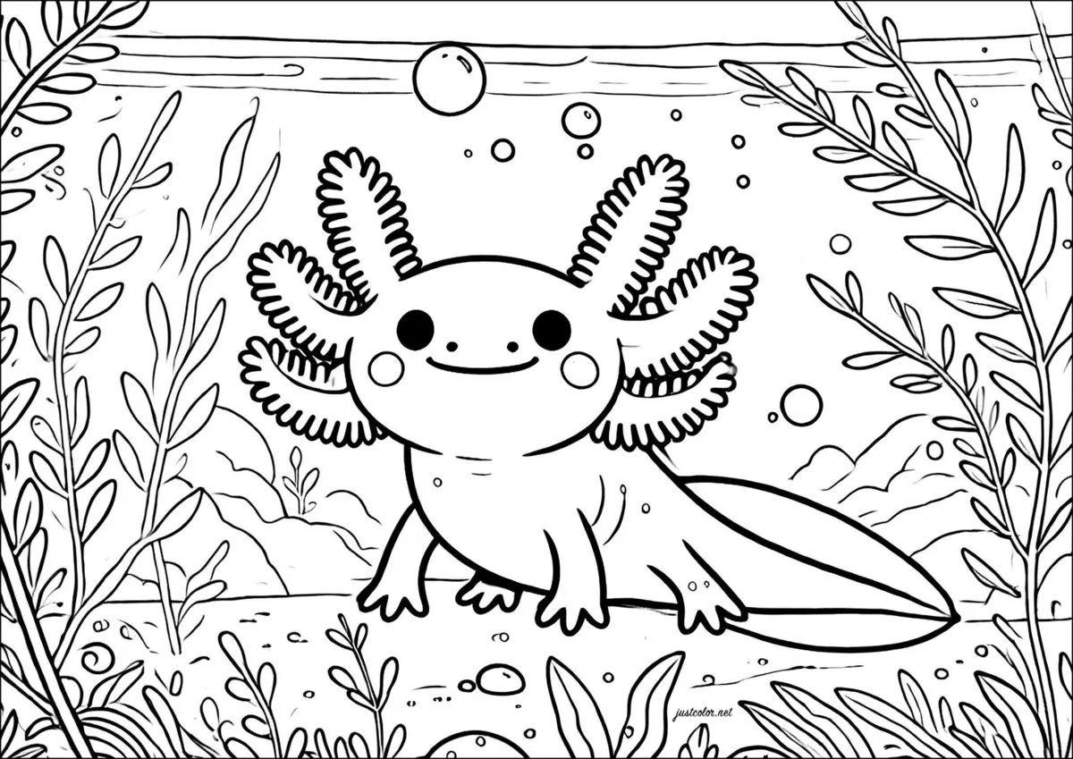 Free Axolotl coloring sheet for kids