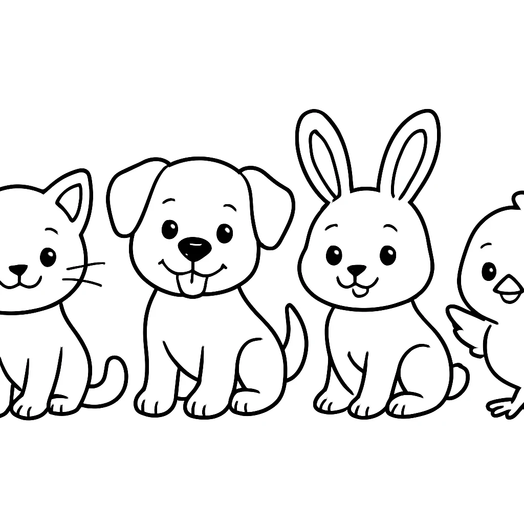 Baby Animals drawing page for kids