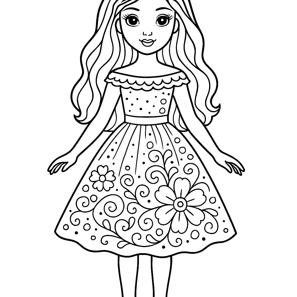 Free Barbie coloring sheet for kids