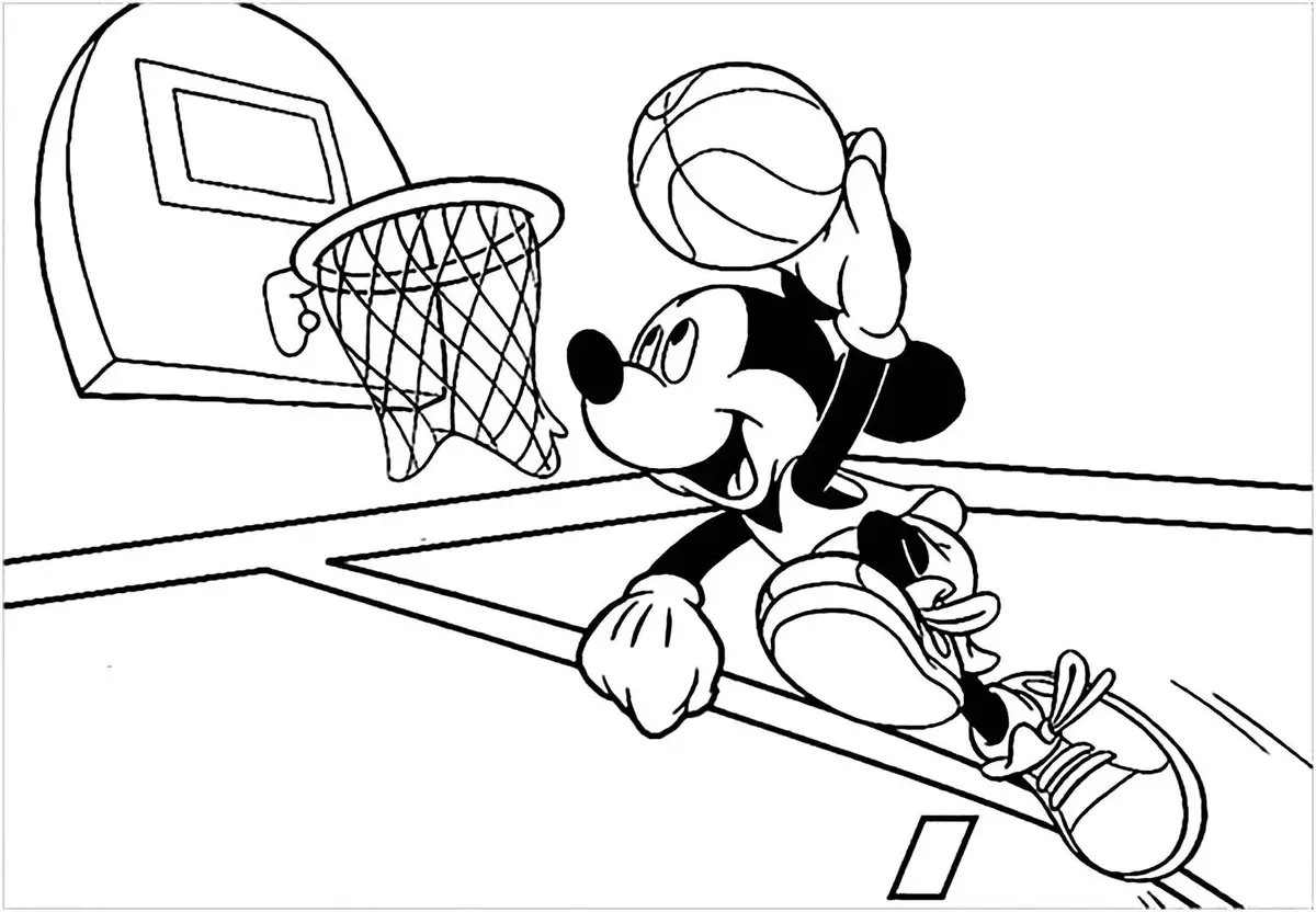 Cute Basketball color page for kids