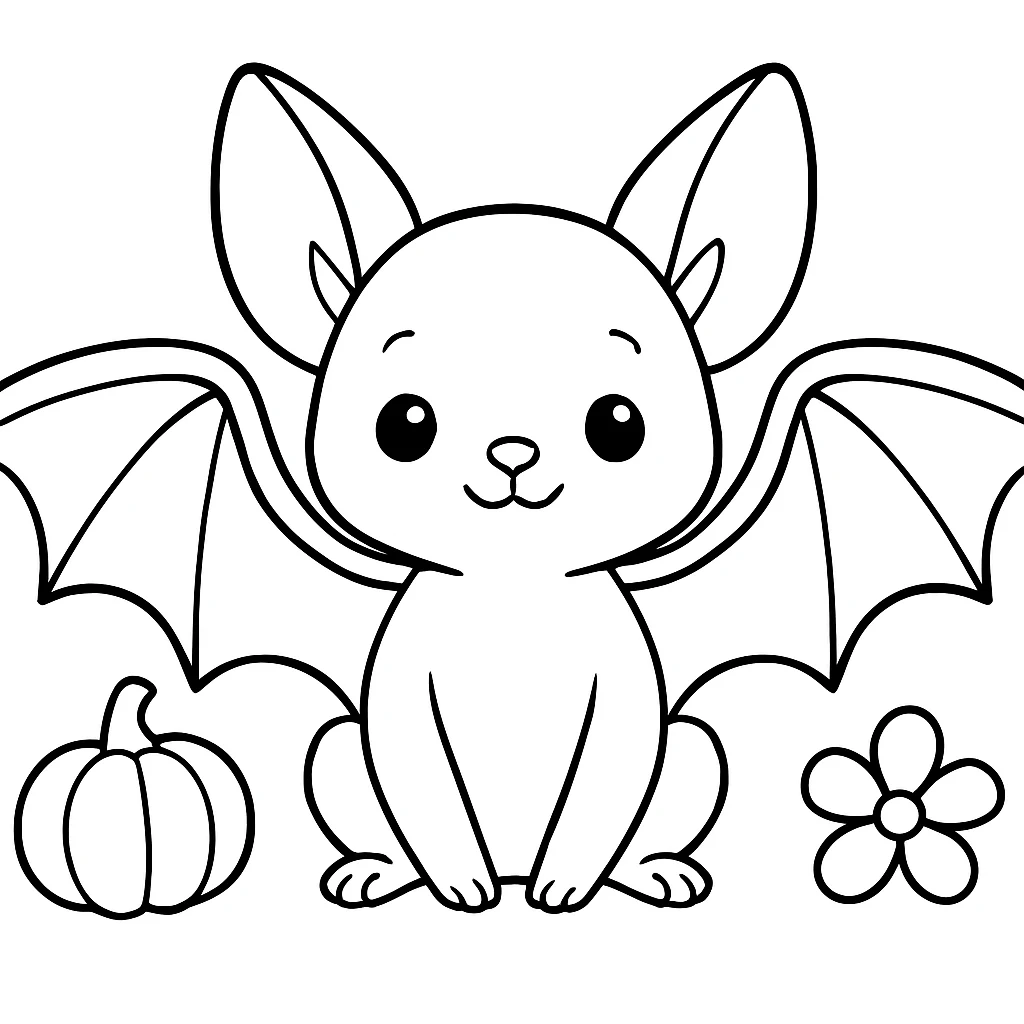 Cute Bat color page for kids