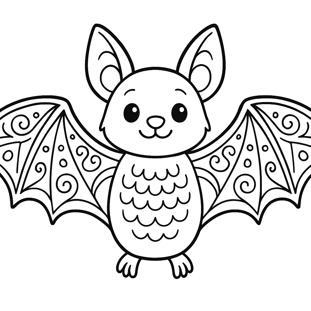 Free Bat coloring sheet for kids