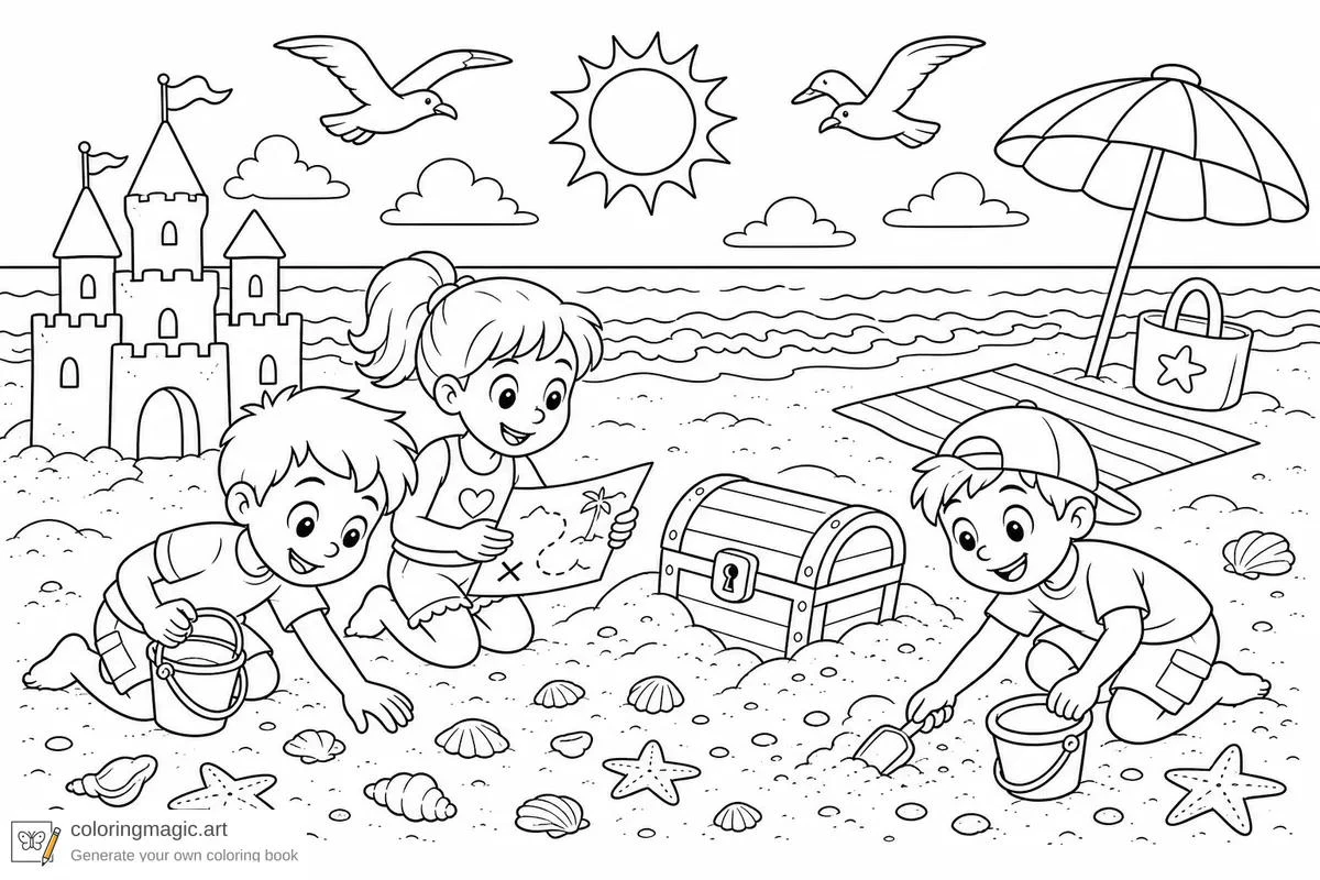 Beach coloring pages