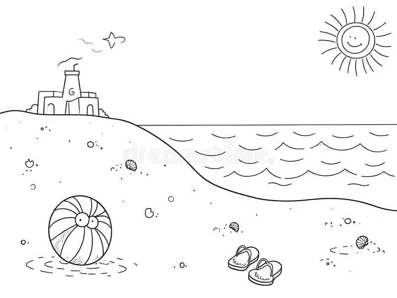 Free Beach coloring sheet for kids