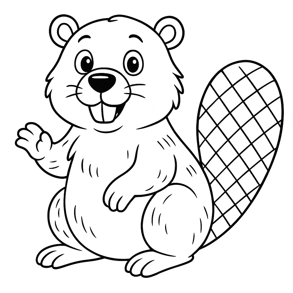 Free Beaver coloring sheet for kids