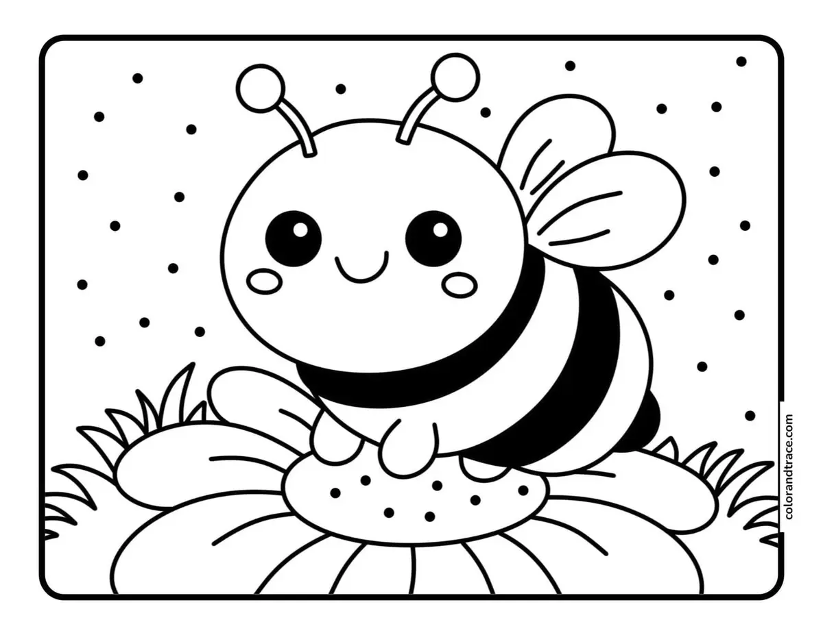 Bee drawing page for kids