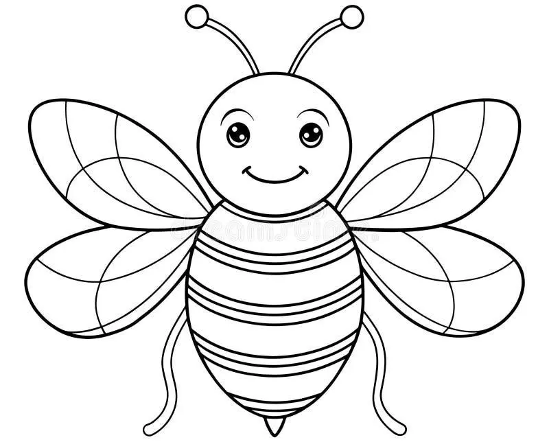 Cute Bee color page for kids