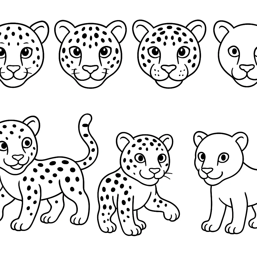 Big Cats drawing page for kids