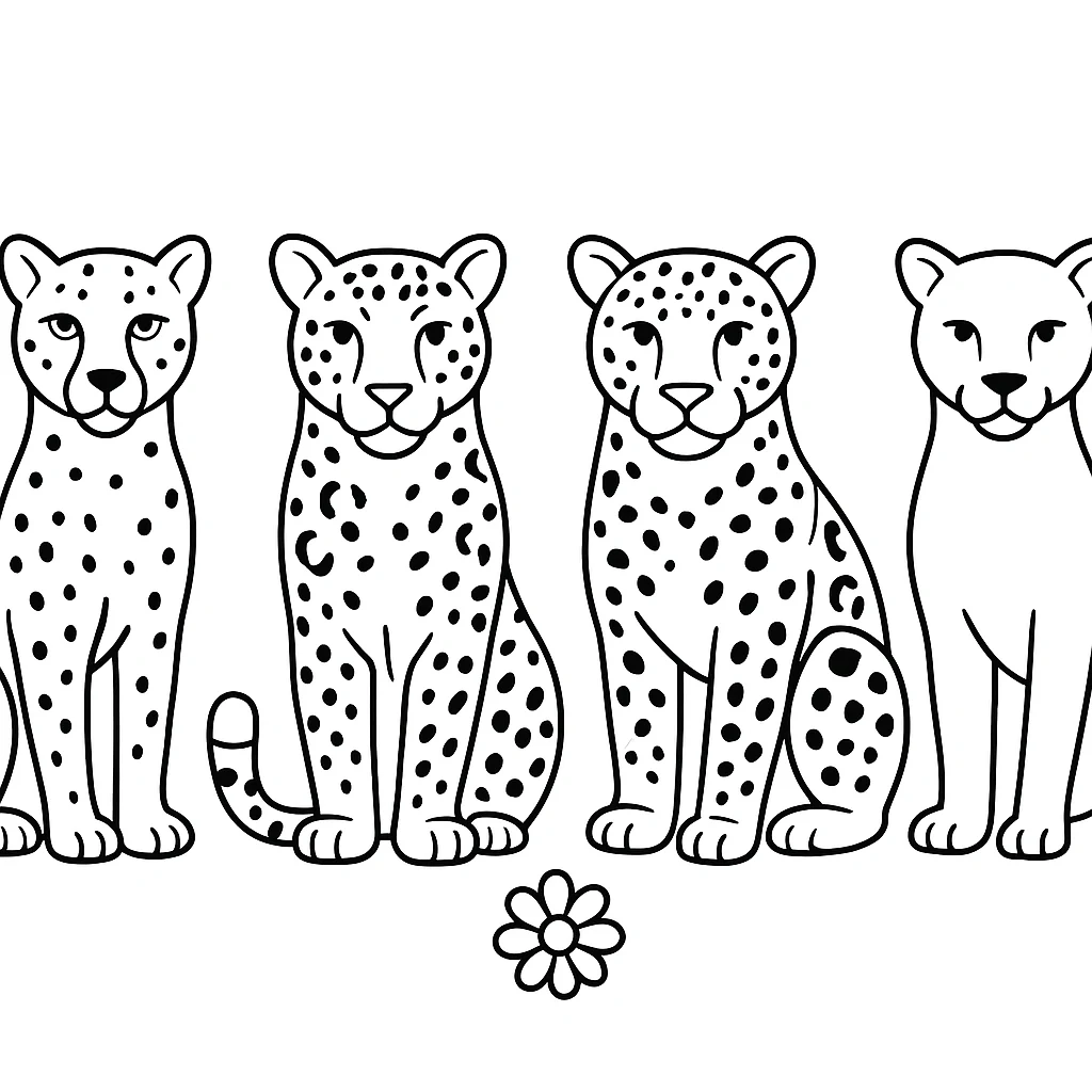 Cute Big Cats color page for kids