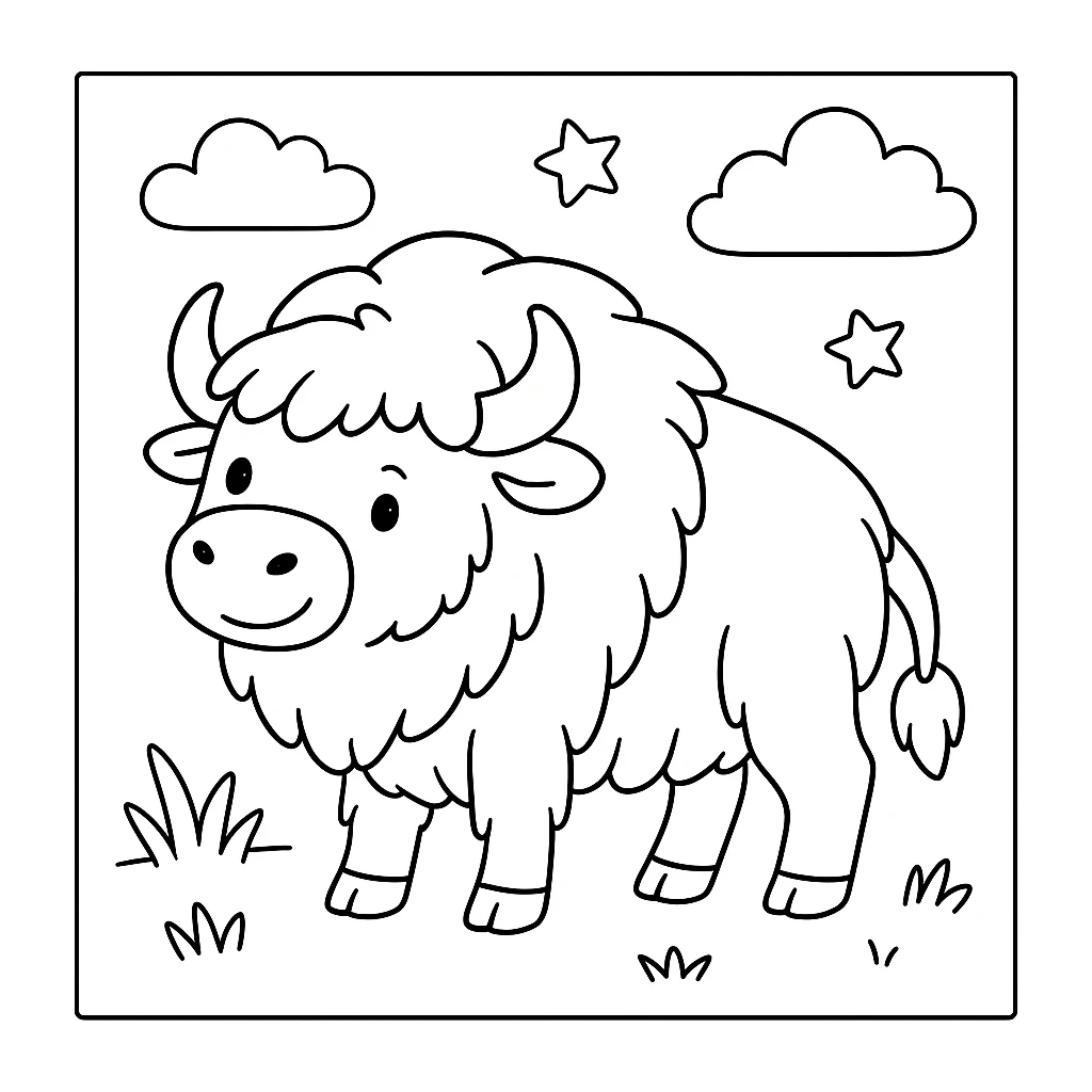 Bison coloring pages printable for kids