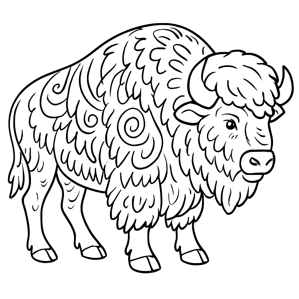 Free Bison coloring sheet for kids