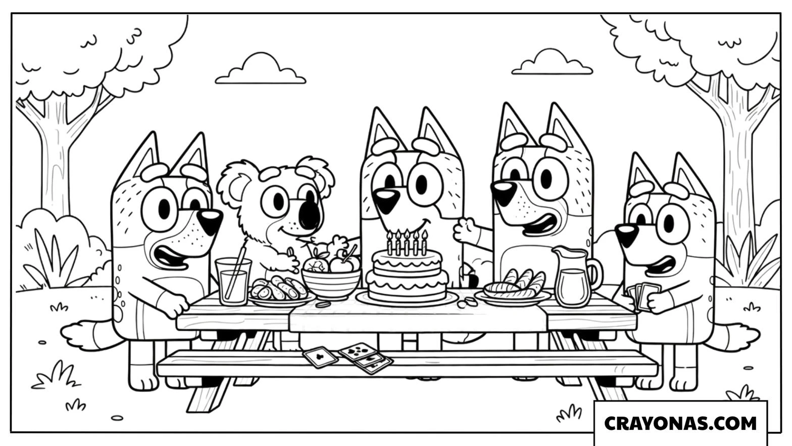 Cute Bluey color page for kids