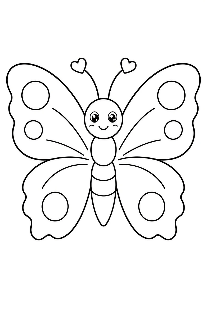 Cute Butterfly color page for kids