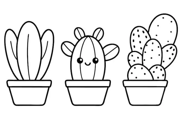 Cactus coloring pages printable for kids