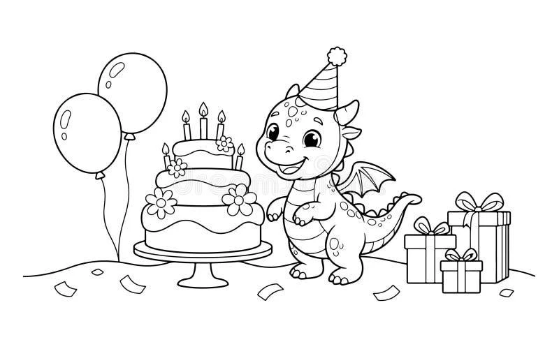 Cake drawing page for kids