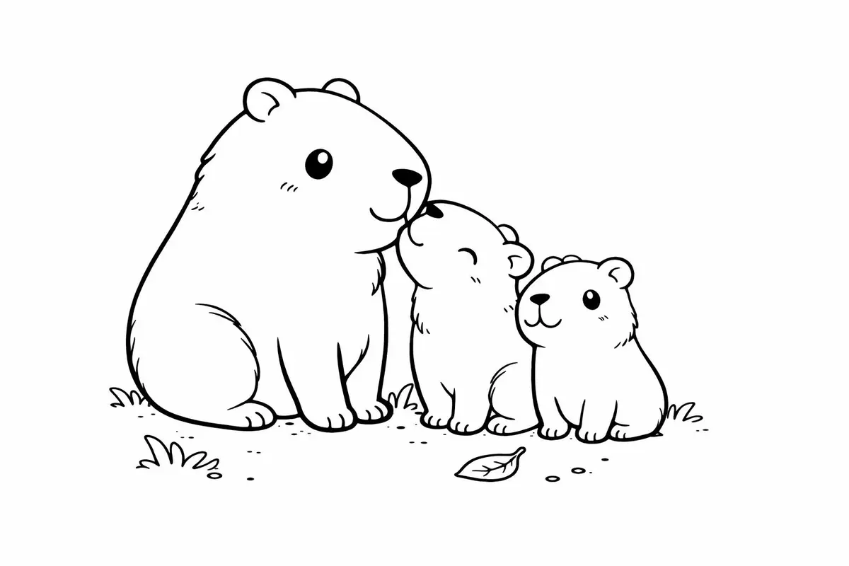 Capybara drawing page for kids