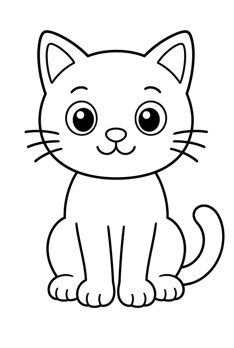 Cat drawing page for kids