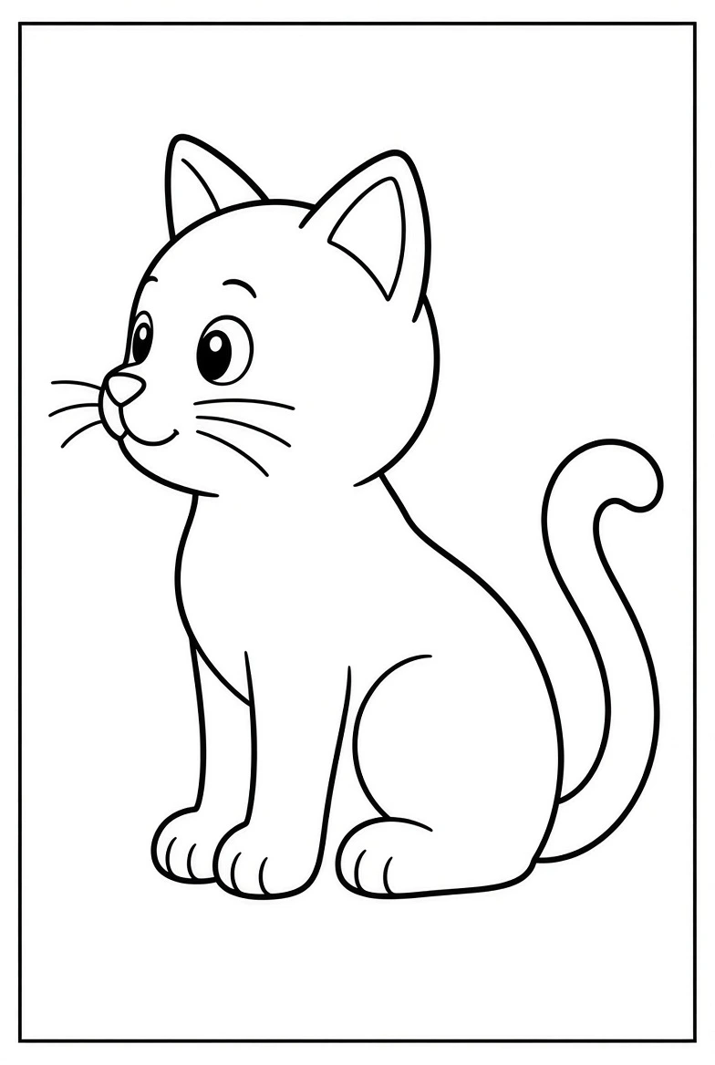 Cute Cat color page for kids