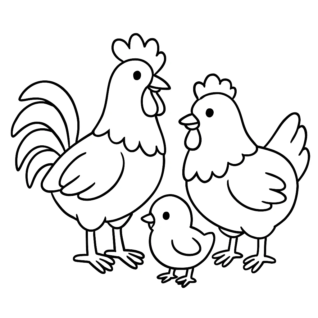 Chicken drawing page for kids