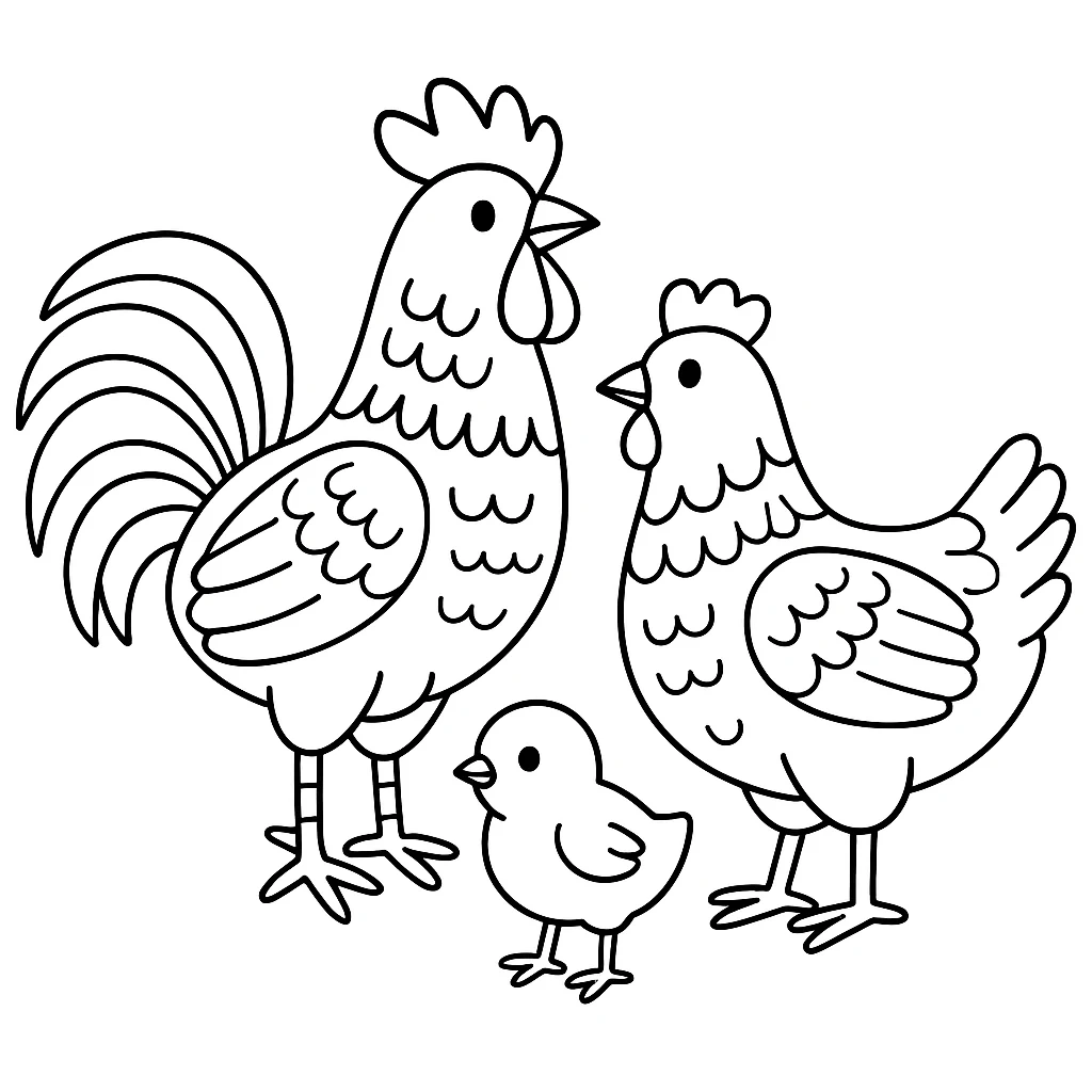 Free Chicken coloring sheet for kids