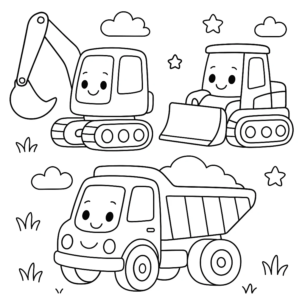 Construction Vehicles coloring pages printable for kids