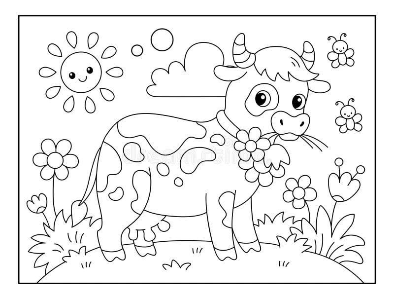 Free Cow coloring sheet for kids