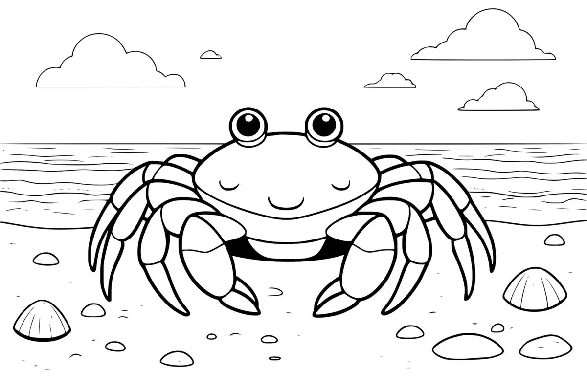 Cute Crab color page for kids
