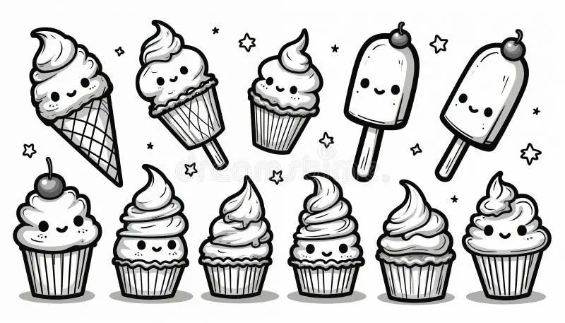 Cute Cupcake color page for kids