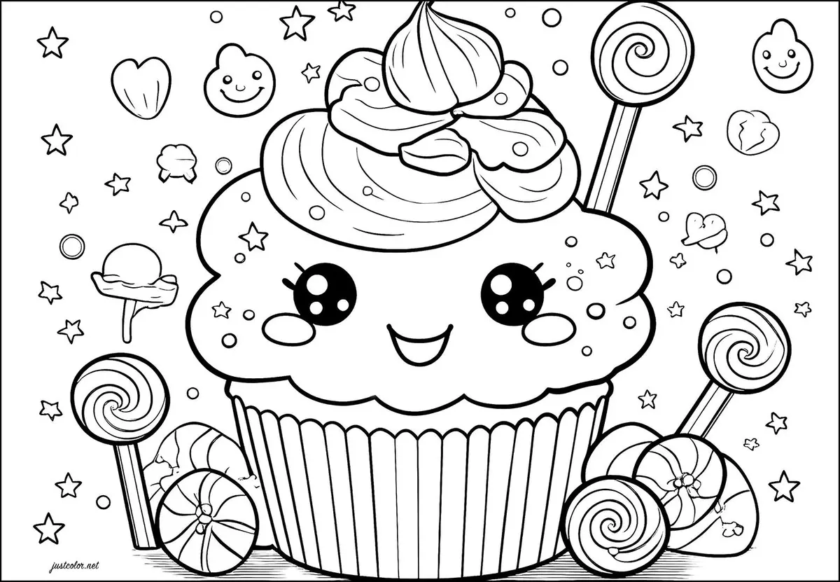 Free Cupcake coloring sheet for kids