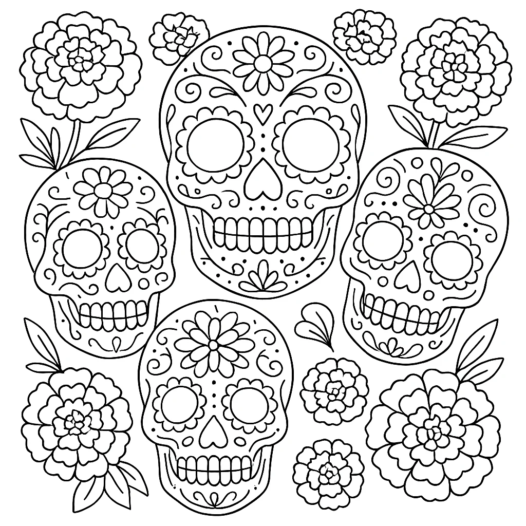 Free Day Of The Dead coloring sheet for kids