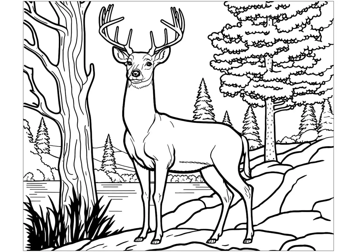 Deer drawing page for kids