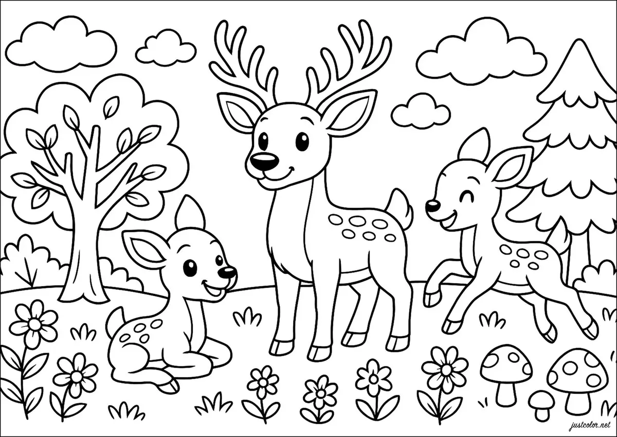 Free Deer coloring sheet for kids
