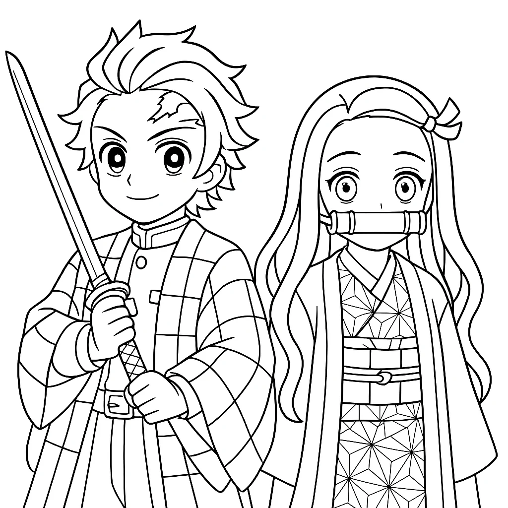 Free Demon Slayer coloring sheet for kids