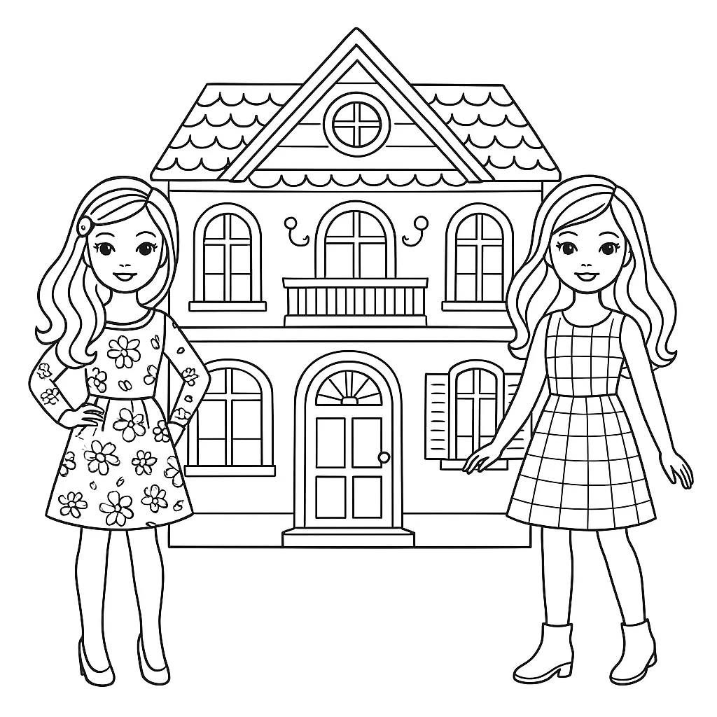 Free Dolls coloring sheet for kids