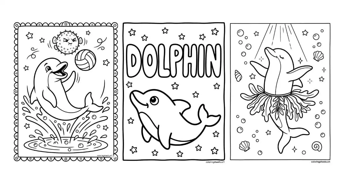 Dolphin drawing page for kids