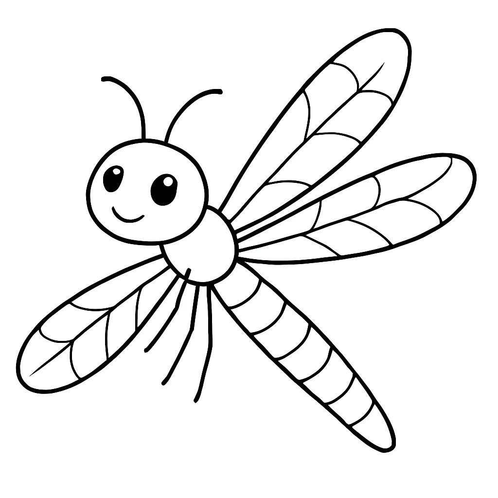 Dragonfly drawing page for kids